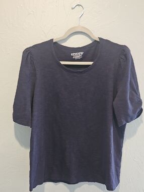 Chico's Dark Navy Puff Sleeve Top